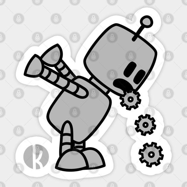 Puking Robot Sticker by katelein